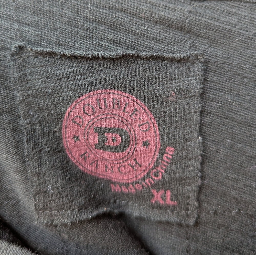 Double D Ranch Soft Black Slub Cotton Long Sleeve V Neck Top Size XL - Picture 5 of 8